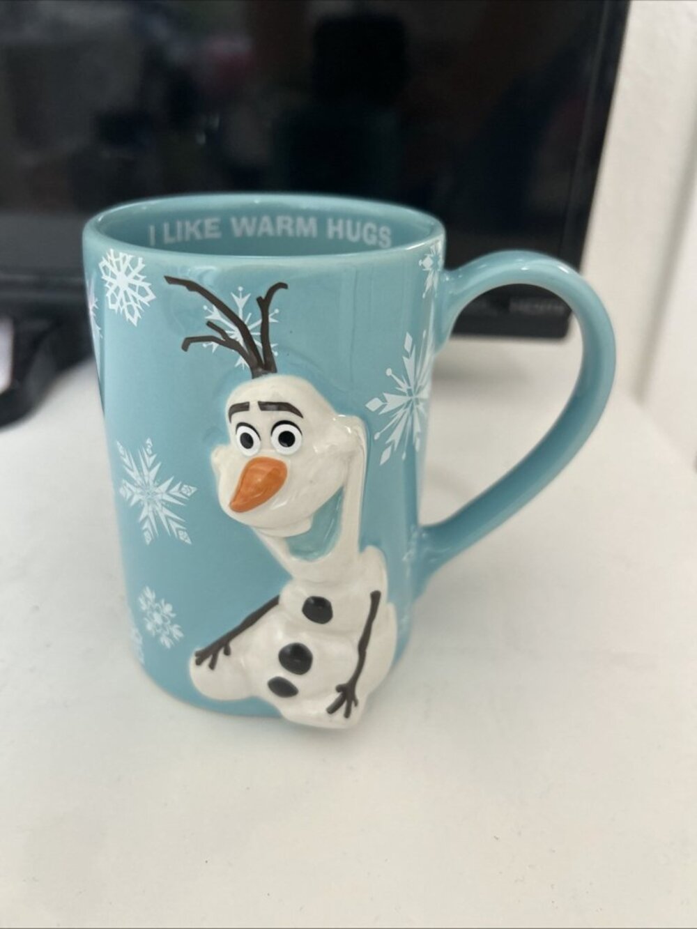 Olaf From Frozen Mug Cup I Like Warm Hugs Inside Light Blue, Preloved